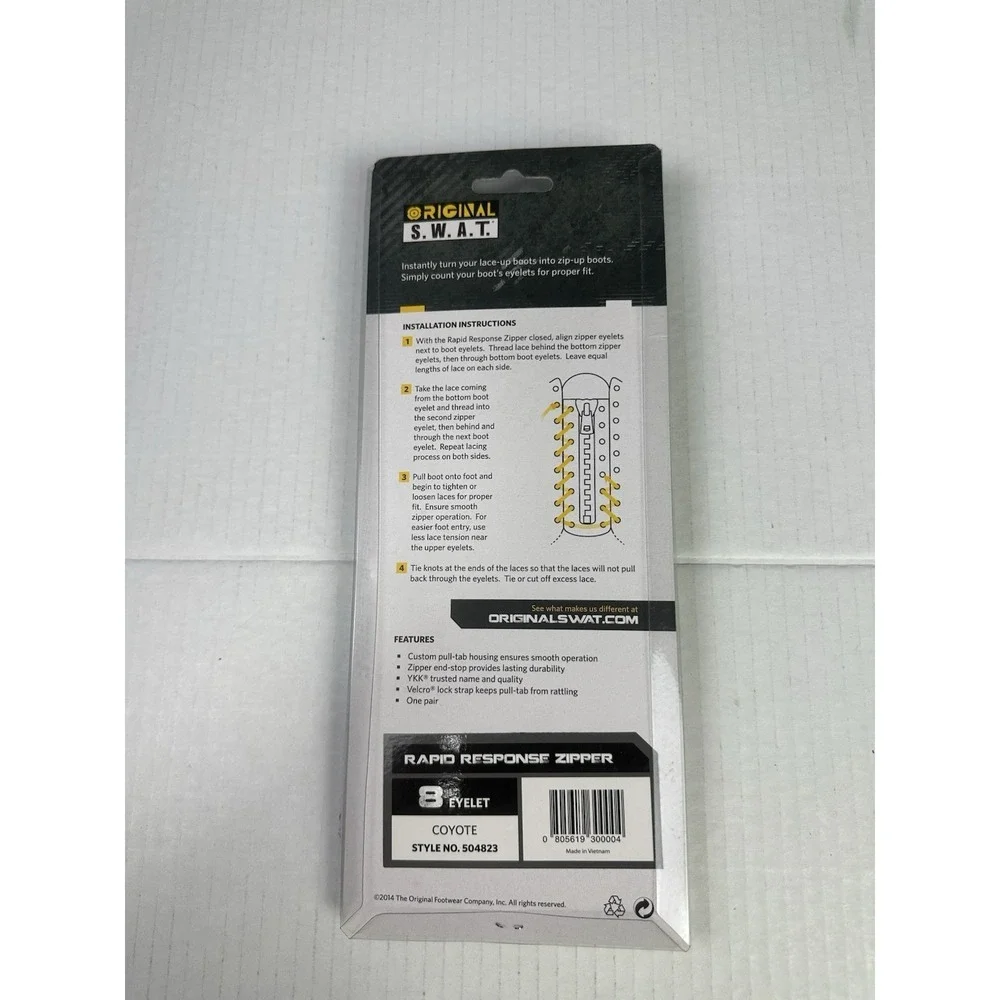 Original SWAT Rapid Response Zipper 8 Eyelet Zip Pull Lock Coyote Style 504823
